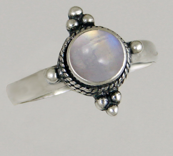 Sterling Silver Gemstone Ring With Rainbow Moonstone Size 5